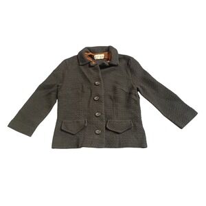 Butte Knit Wool Blazer Jacket Womens S Black Vintage Textured Button Front 2016